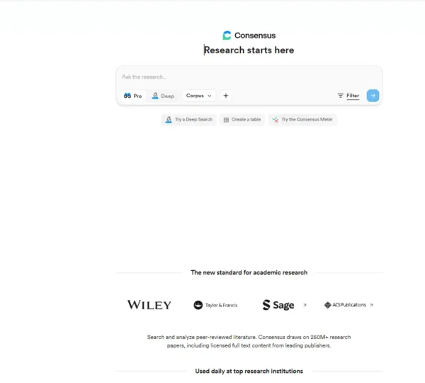 Consensus AI: Search Engine for Scientific Research & Academic Papers