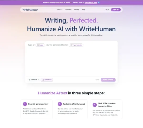 WriteHuman AI: AI Writing Assistant for Authentic, Human-Like Content
